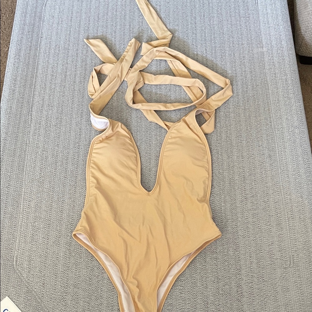 Beige One-Piece Swimsuit